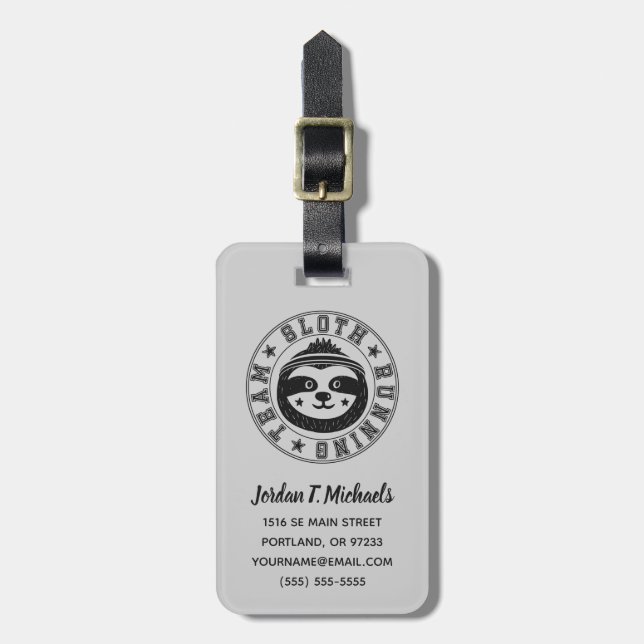 Sloth Running Team Luggage Tag (Front Vertical)