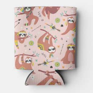 Sloth Safari: Cartoonish Animal Fun Can Cooler