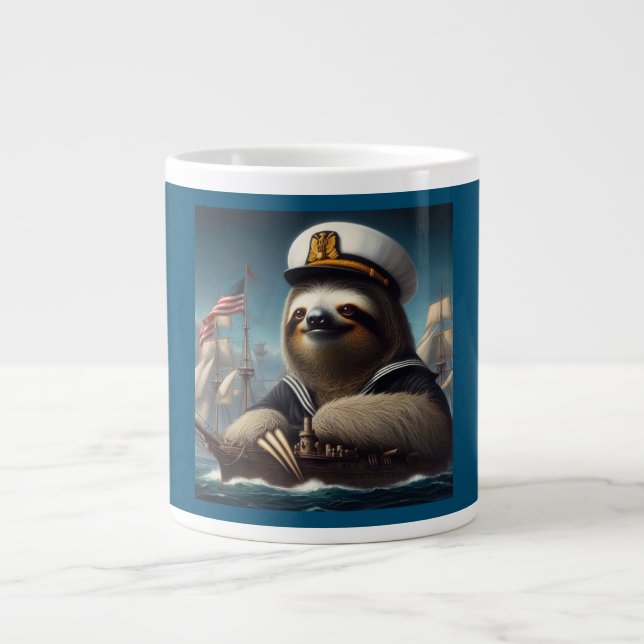 Sloth Sailor Large Coffee Mug (Front)