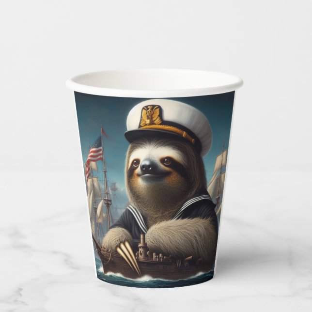 Sloth Sailor Paper Cups (Front)