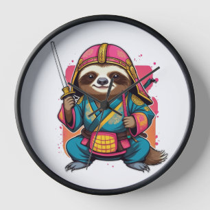 Sloth Samurai Halloween Unique Ninja Warrior Decor Clock