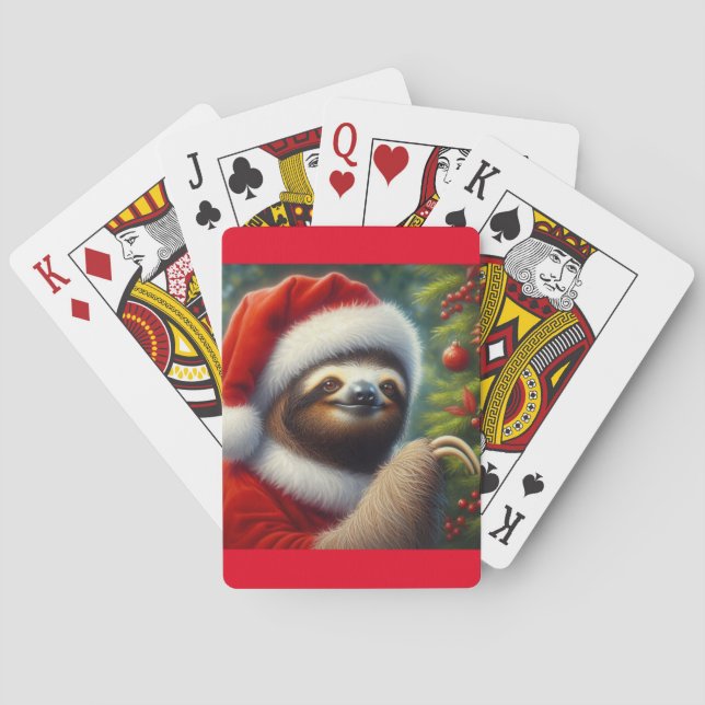 Sloth Santa Claus Playing Cards (Back)
