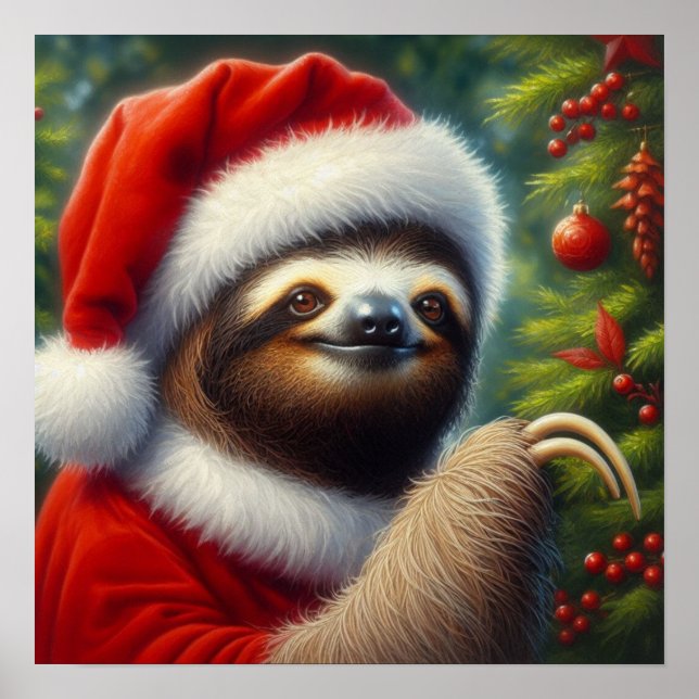 Sloth Santa Claus Poster (Front)