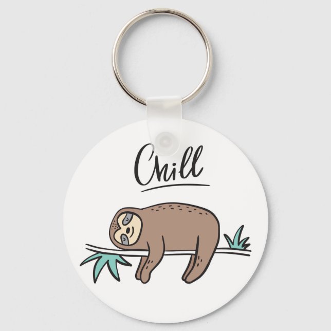 Sloth Says Chill Key Ring (Front)