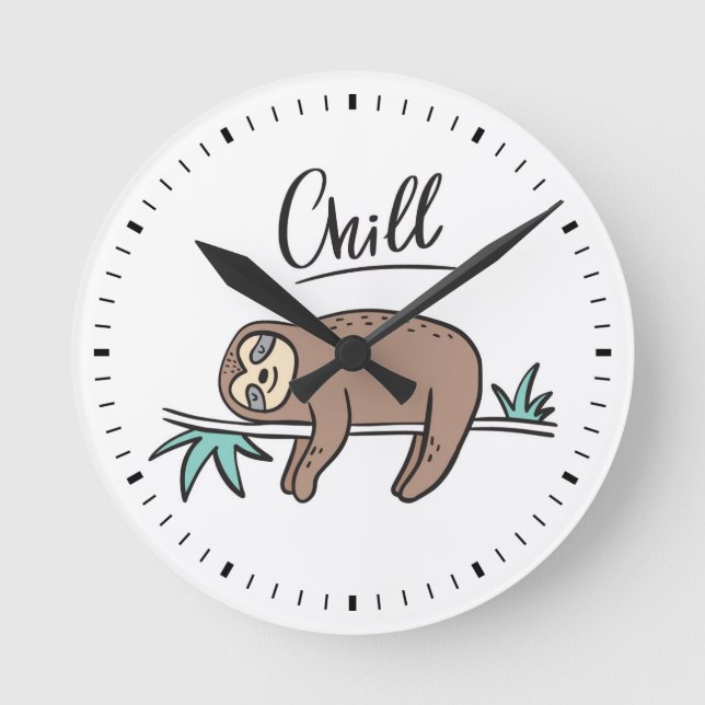 Sloth Says Chill Round Clock (Front)