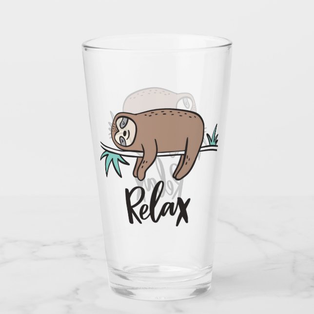 Sloth Says Relax Glass (Front)
