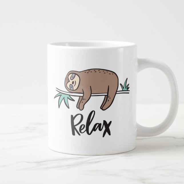 Sloth Says Relax Large Coffee Mug (Right)