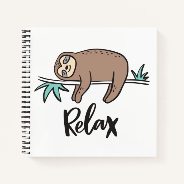Sloth Says Relax Notebook (Front)