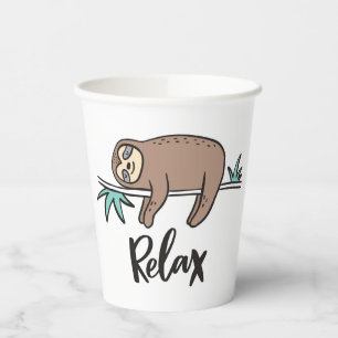 Sloth Says Relax Paper Cups