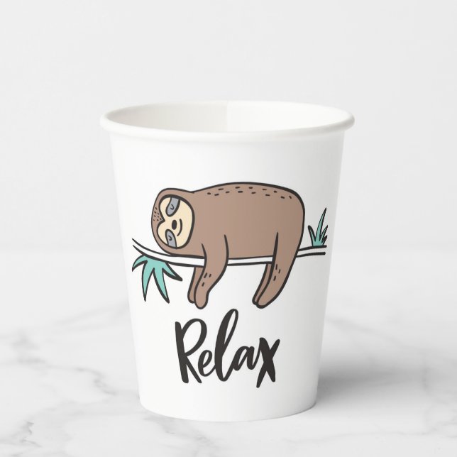 Sloth Says Relax Paper Cups (Left)