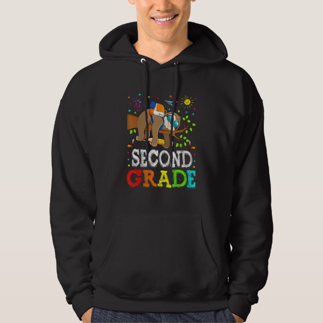 Sloth Second Grade Squad First Day Of School Kid Hoodie (Front)
