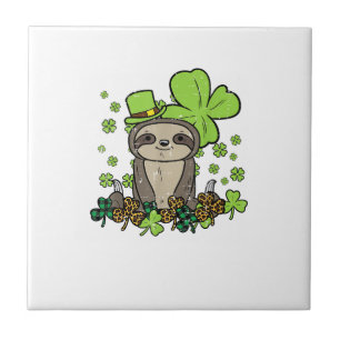 Sloth Shamrock Plaid Leopard St Patricks Day Men W Ceramic Tile