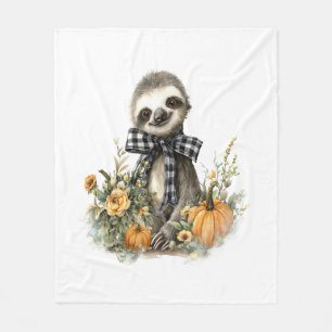 Sloth Shirt Animals Autumn Pumpkin Fleece Blanket
