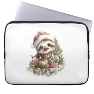 Sloth Shirt Christmas Santa Hat Laptop Sleeve