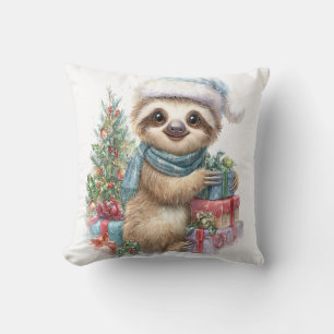 Sloth Shirt Safari Christmas Santa Cushion