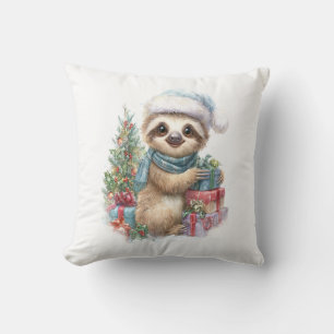 Sloth Shirt Safari Christmas Santa Cushion