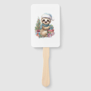 Sloth Shirt Safari Christmas Santa Hand Fan
