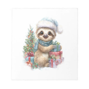 Sloth Shirt Safari Christmas Santa Notepad