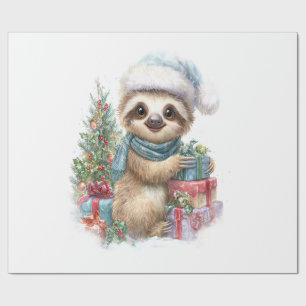 Sloth Shirt Safari Christmas Santa Wrapping Paper