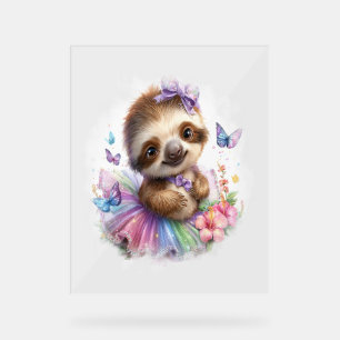 Sloth Shirt Safari Rainbow Summer Acrylic Sign
