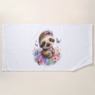 Sloth Shirt Safari Rainbow Summer Beach Towel