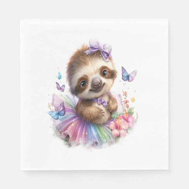 Sloth Shirt Safari Rainbow Summer Napkin (Front)