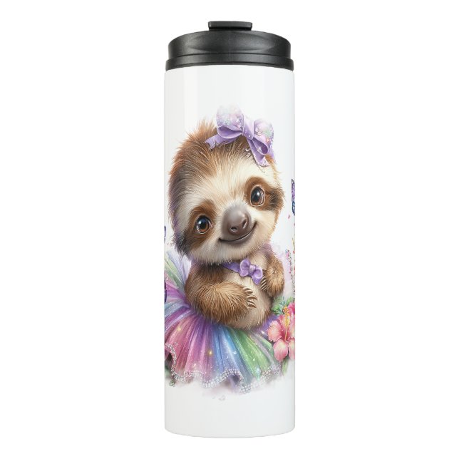Sloth Shirt Safari Rainbow Summer Thermal Tumbler (Front)