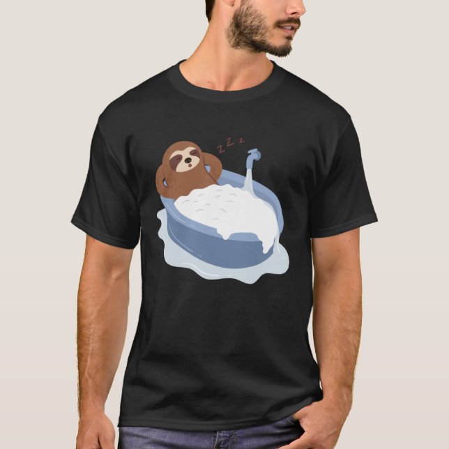 Sloth Shower Sleeping Cute Tired Lazy Sloth T-Shirt (Front)