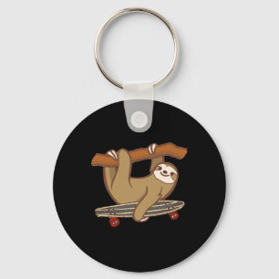 Sloth Skateboard Slothful Skateboarding Key Ring