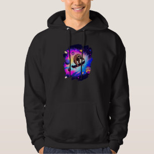 Sloth Skateboarding Outer Space Retro Vintage Skat Hoodie