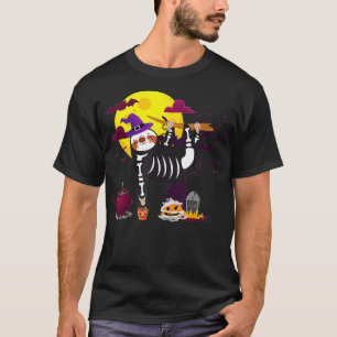Sloth Skeleton Costume Kids Trick or Treat Horror T-Shirt