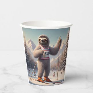 Sloth Skiing Paper Cups