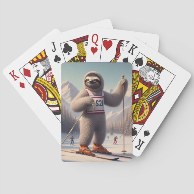 Sloth Skiing Playing Cards (Back)
