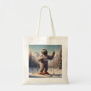 Sloth Skiing Tote Bag