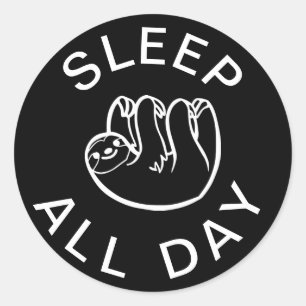 Sloth Sleep All Day Classic Round Sticker