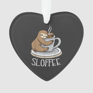 Sloth Sleep at Cup of Coffee Funny Sloth Sloffee T Ornament