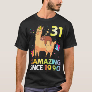 Sloth Sleep On Llama Birthday 31 Years Llamazing S T-Shirt