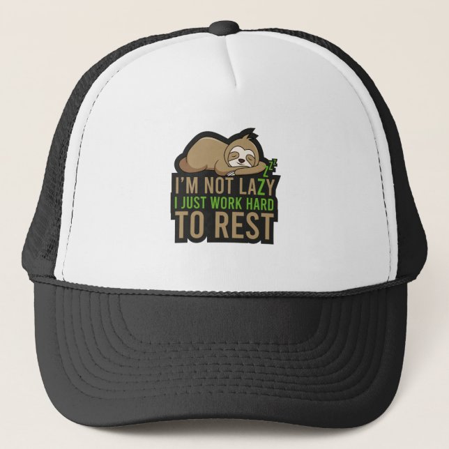 Sloth Sleep Rest Animal Relax Lazy Cute Nap Trucker Hat (Front)