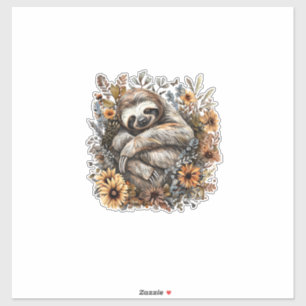 Sloth Sleeping Floral Sleepy Sloth Napping Sleepin