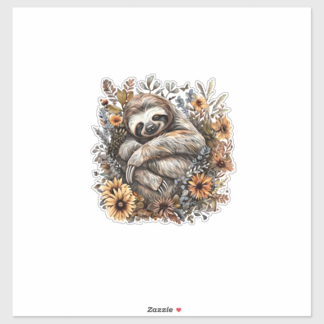 Sloth Sleeping Floral Sleepy Sloth Napping Sleepin (Sheet)