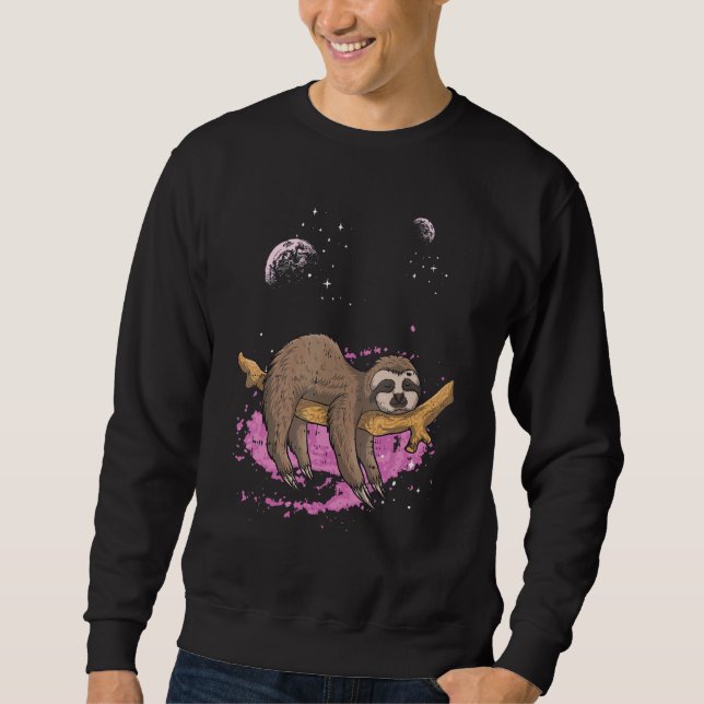 Sloth Sleeping Hanging Outer Space  Animal Sweatshirt (Front)