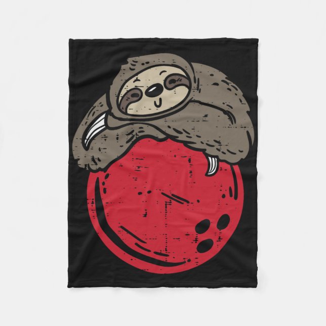 Sloth Sleeping On Bowling Ball Funny Bowler Men Wo Fleece Blanket (Front)