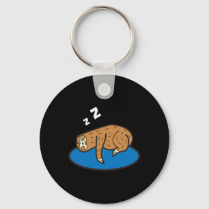 Sloth Sleeping On Disc Golf  Key Ring