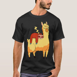 Sloth Sleeping Riding Llama Nap Sloth T-Shirt