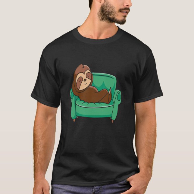 SLOTH SLOTH SLEEPING ON COUCH RELAX NAP REST T-Shirt (Front)