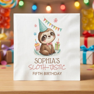 Sloth sloth-tastic kids birthday napkin