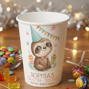 Sloth sloth-tastic kids birthday paper cups