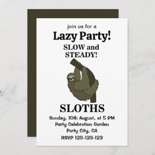 Sloth Sloths Slow And Steady Funny Sloth Invitation