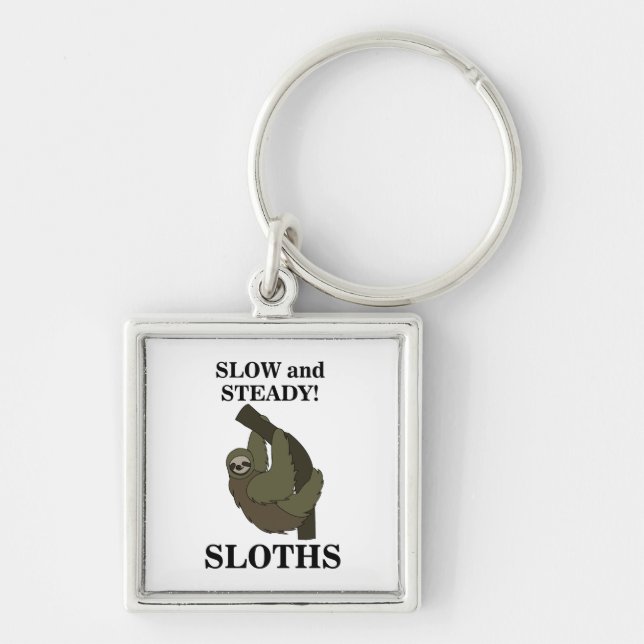 Sloth Sloths Slow And Steady Funny Sloth Key Ring (Front)