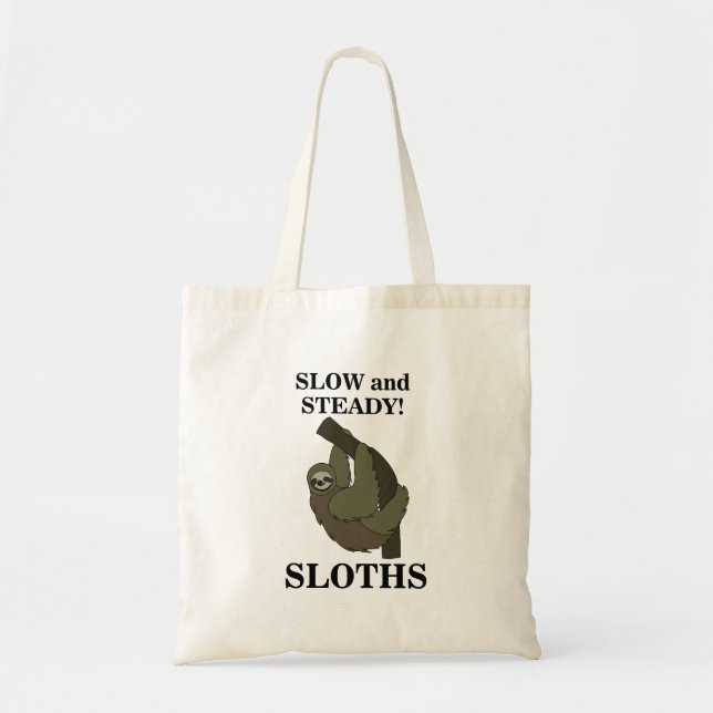 Sloth Sloths Slow And Steady Funny Sloth Tote Bag (Front)